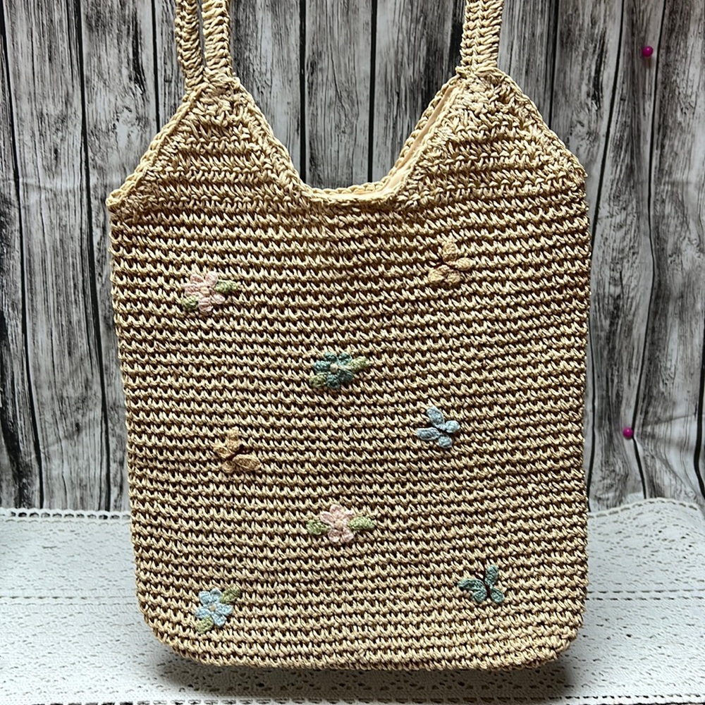 Straw Raffia Boho style Floral bag